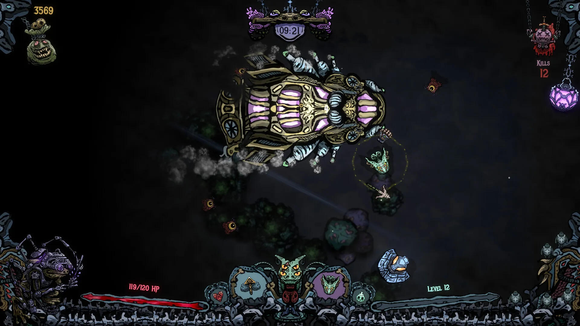 Devoidant screenshot: Battling a biomechanical flying boss